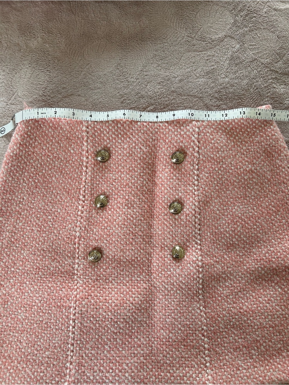 Maje Pink Tweed Double-Breasted Jacket and Skirt Set - Picture 14 of 15